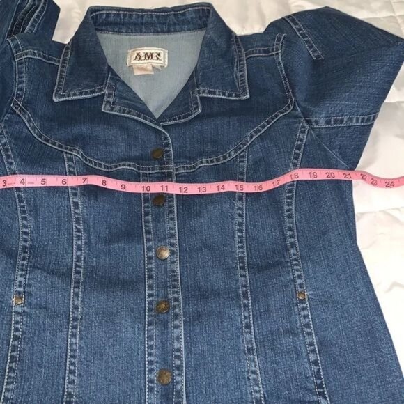 AMX Womens Plus Size 1X Denim Jacket Classic Button-Down Style - Picture 10 of 13
